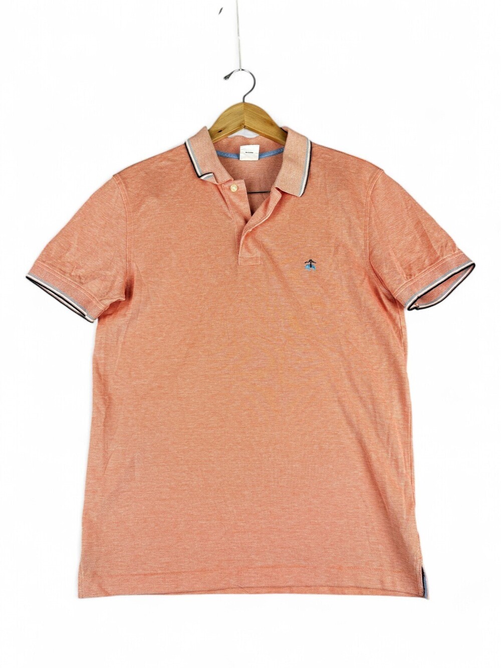 Brooks Brothers Men's Polo Shirt M Peach Tipped Collar
